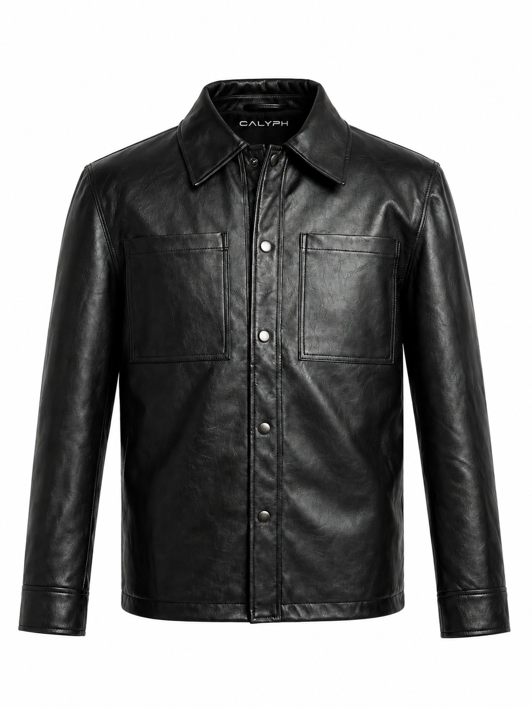 Calyph Men's Black Classic Leather Shacket