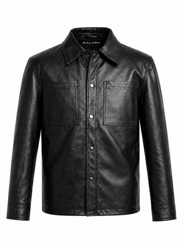 Calyph Men's Black Classic Leather Shacket