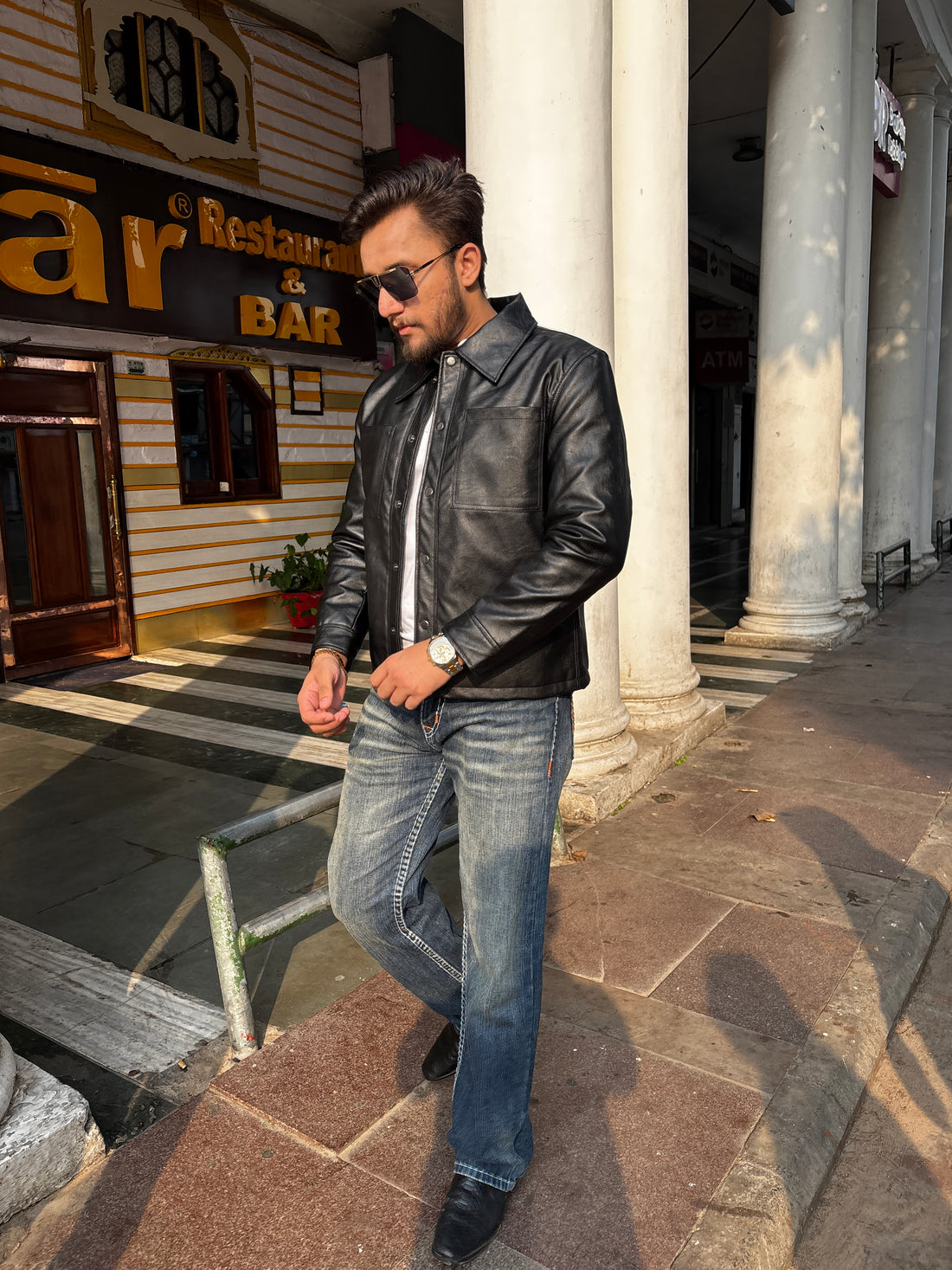 Calyph Men's Black Classic Leather Shacket