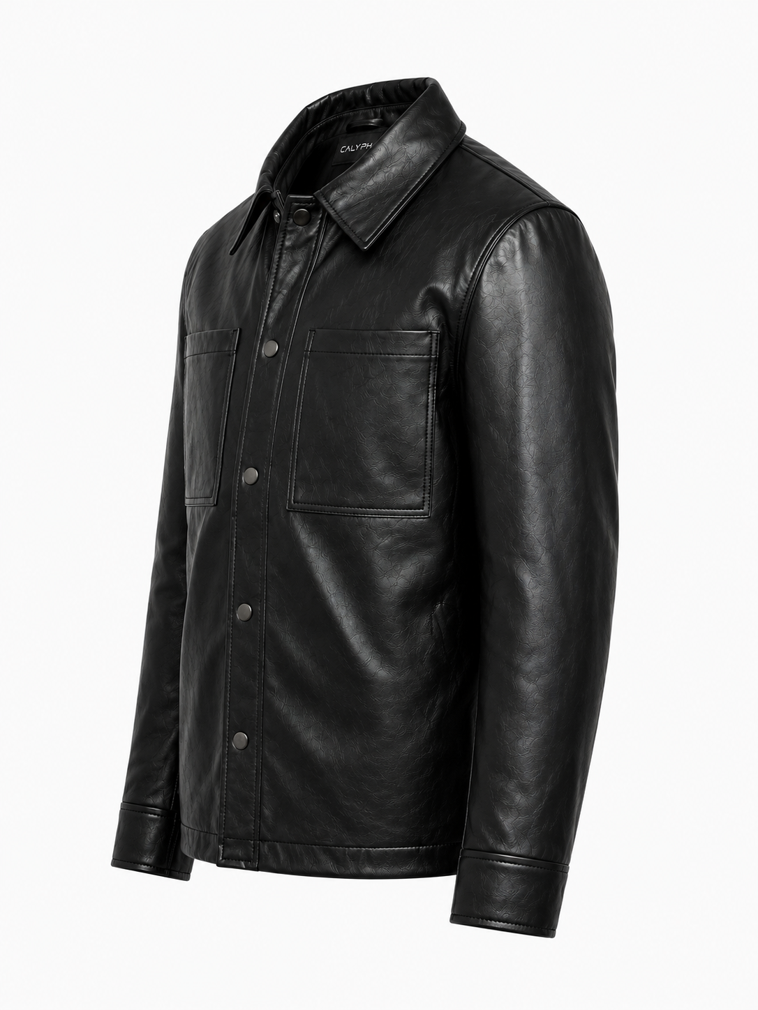 Calyph Men's Black Classic Leather Shacket